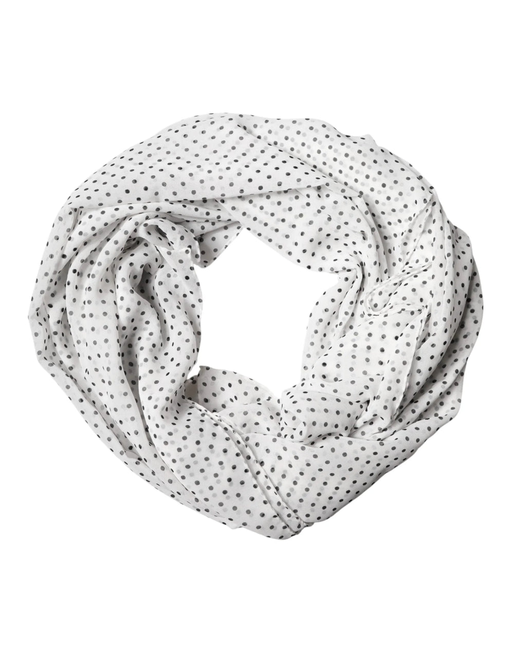 Dolce & Gabbana White Polka Dot Polyester Shawl Scarf