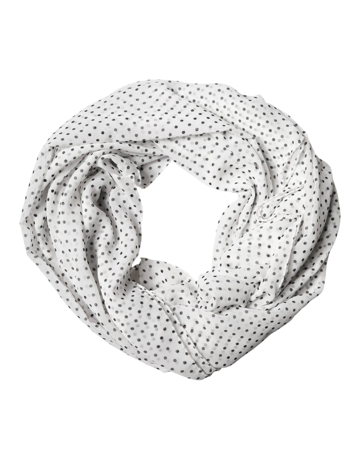 Dolce & Gabbana White Polka Dot Polyester Shawl Scarf