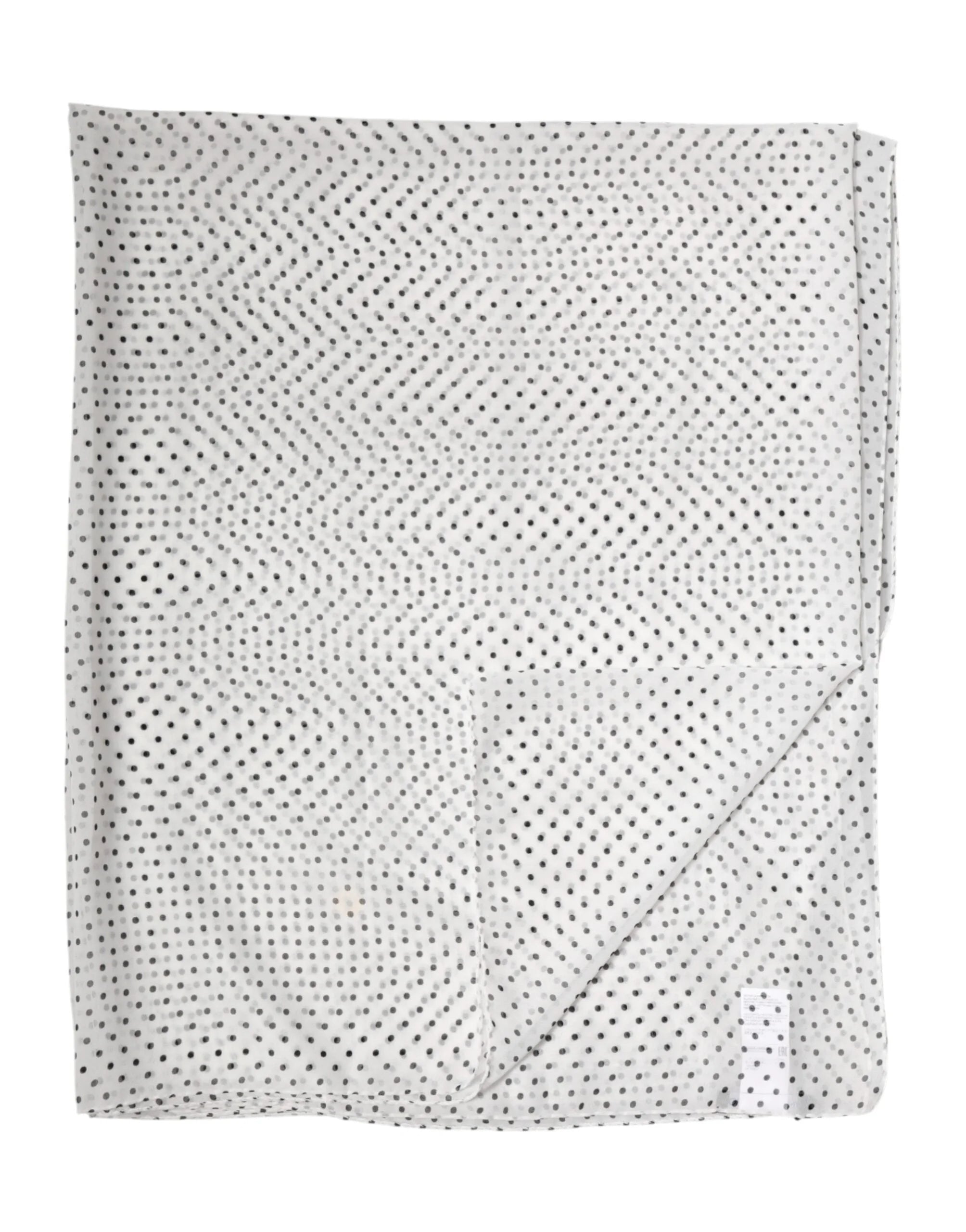 Dolce & Gabbana White Polka Dot Polyester Shawl Scarf