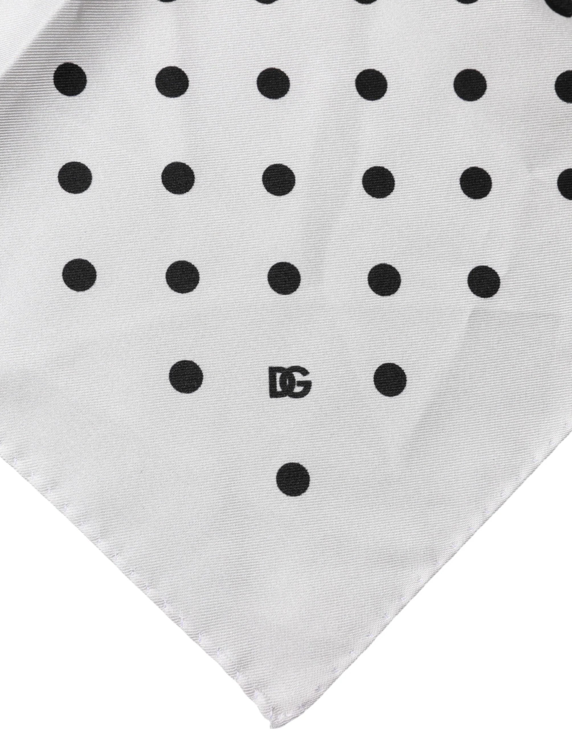 Dolce & Gabbana White Polka Dot Square Handkerchief Scarf