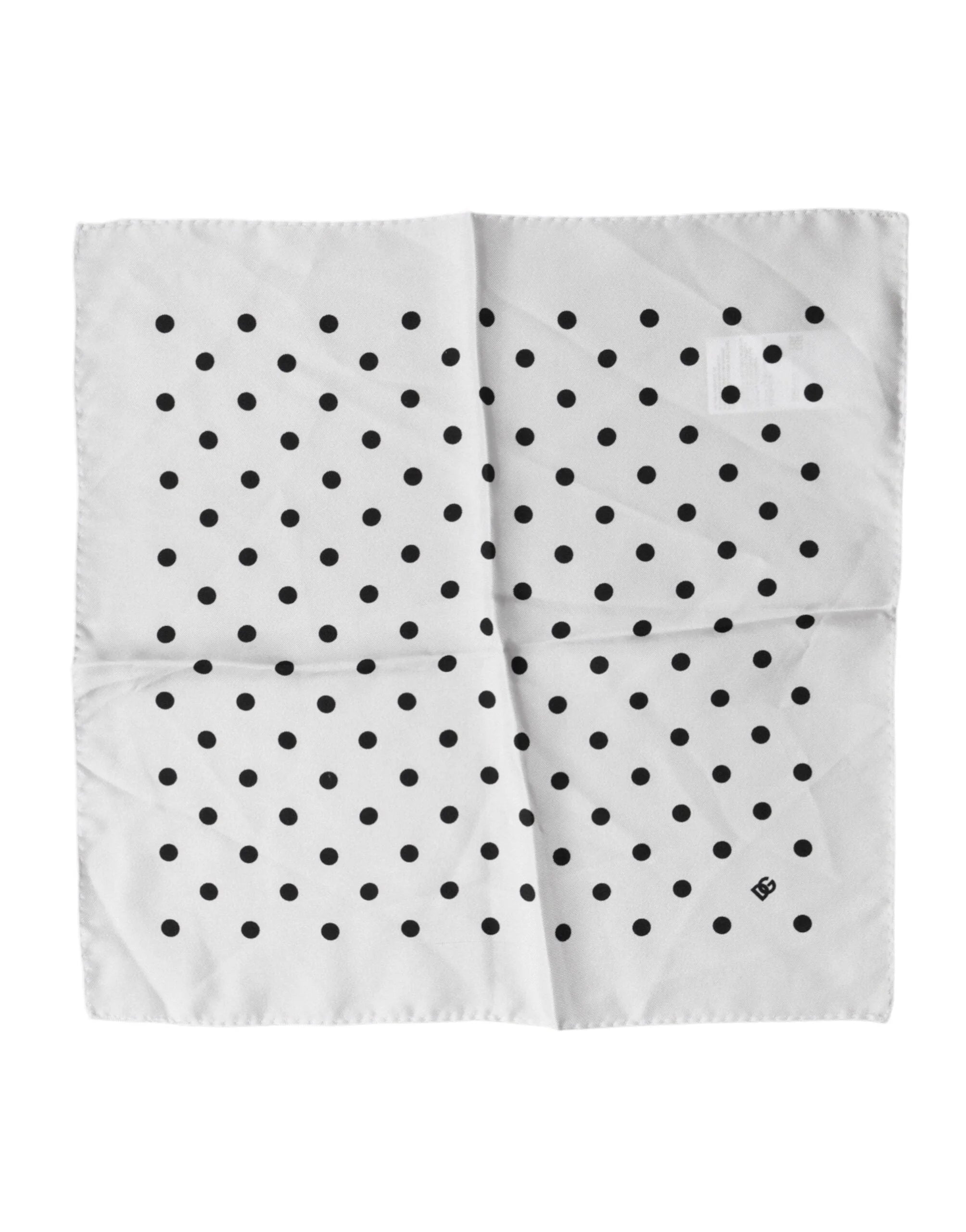 Dolce & Gabbana White Polka Dot Square Handkerchief Scarf