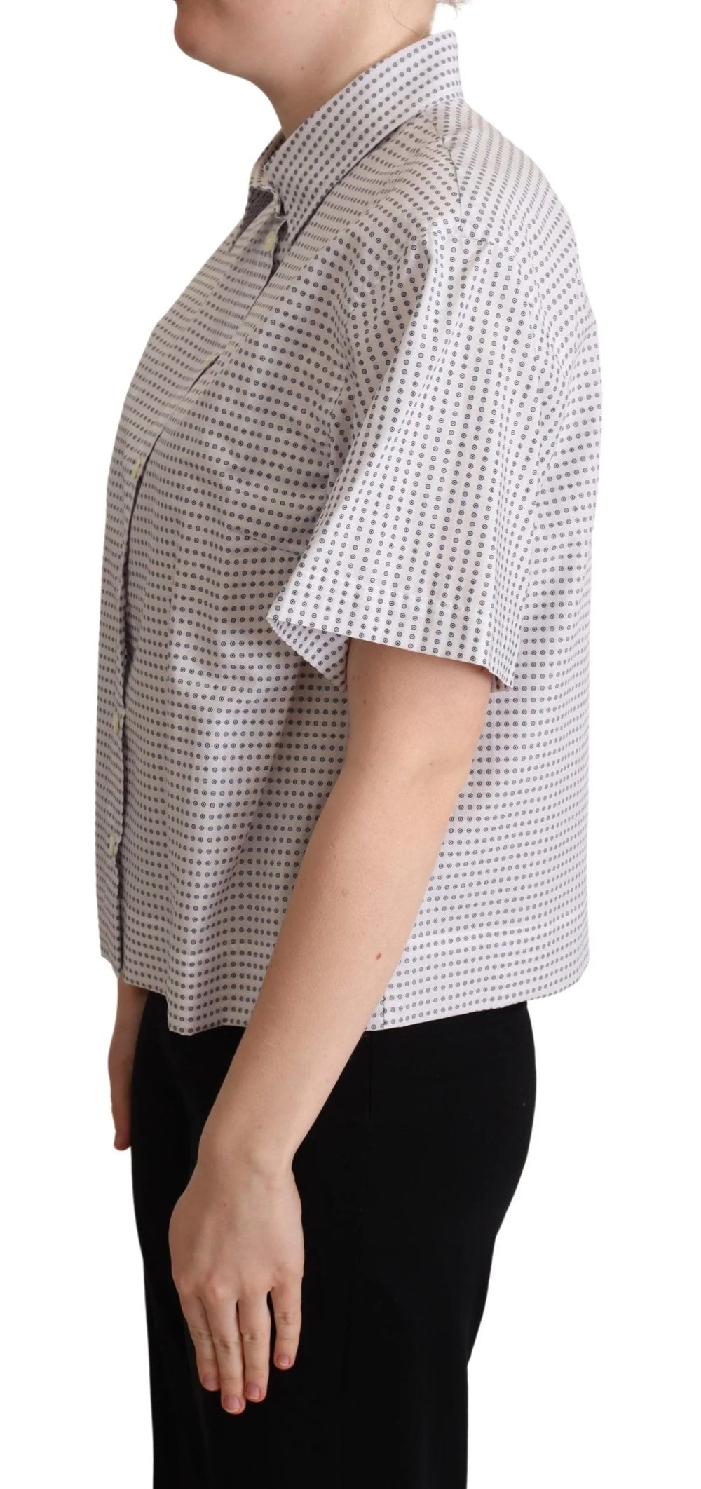 Dolce & Gabbana White Polka Dots Collared Blouse Shirt - Polos