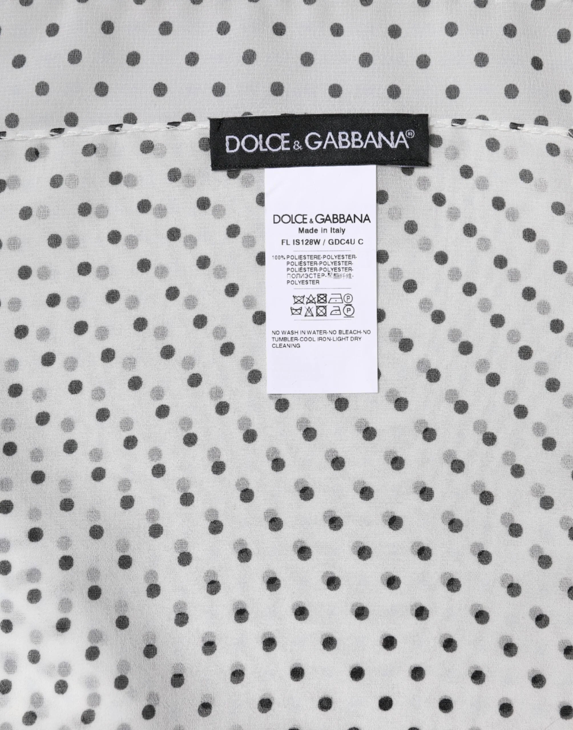 Dolce & Gabbana White Polka Dots Polyester Wrap Shawl Scarf - Scarves & Shawls