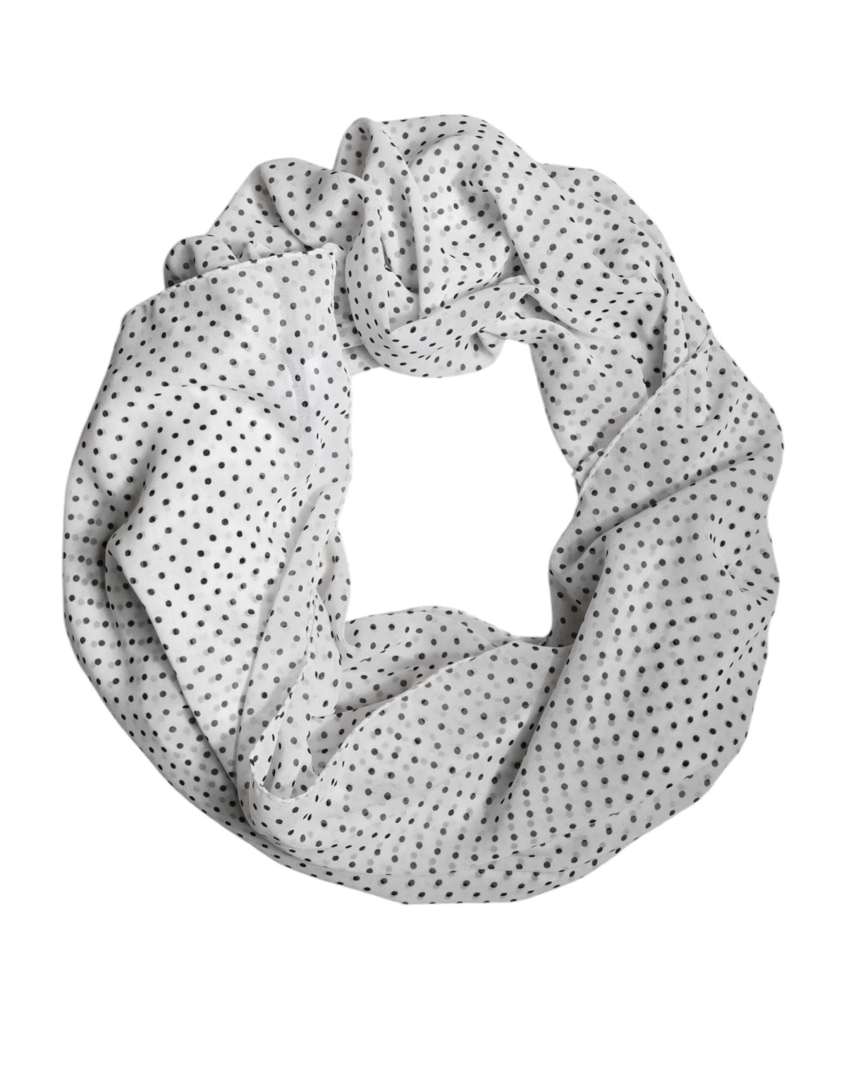 Dolce & Gabbana White Polka Dots Polyester Wrap Shawl Scarf - Scarves & Shawls
