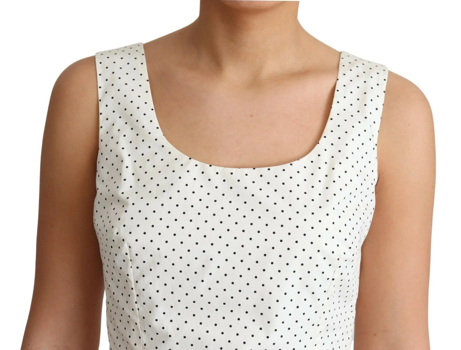 Dolce & Gabbana White Polka Dotted Cotton A-Line Dress - Dresses