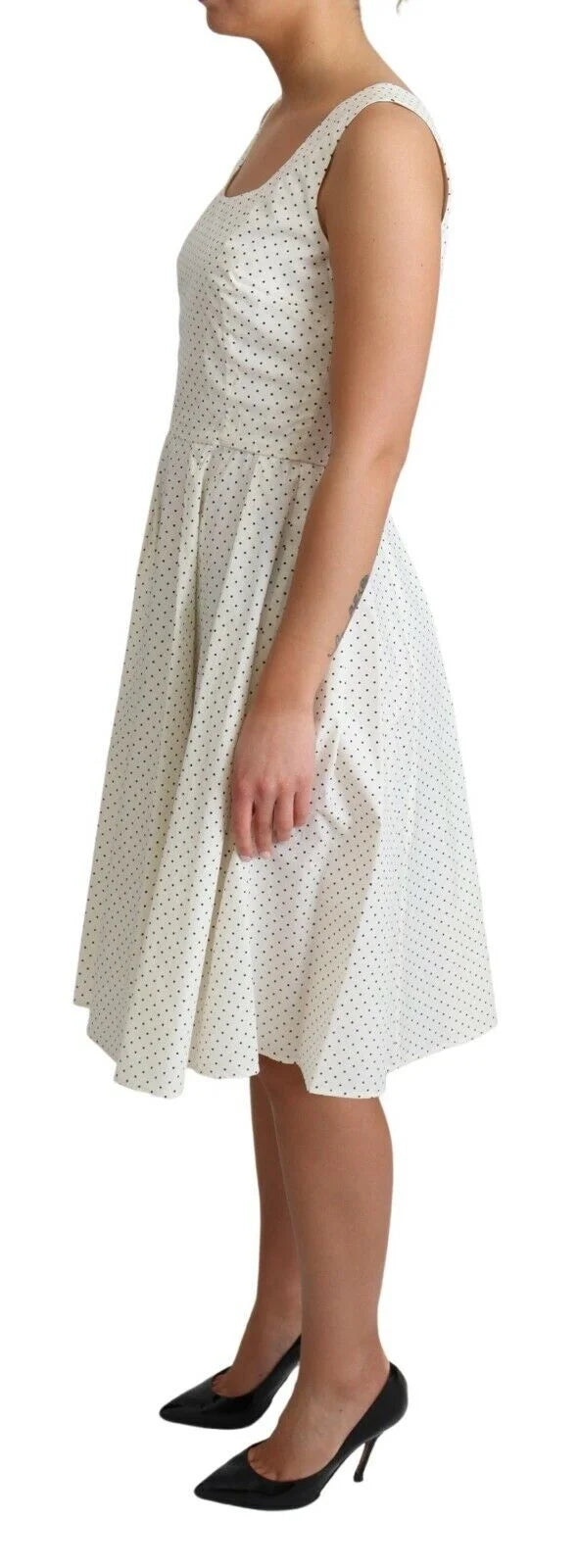 Dolce & Gabbana White Polka Dotted Cotton A-Line Dress - Dresses