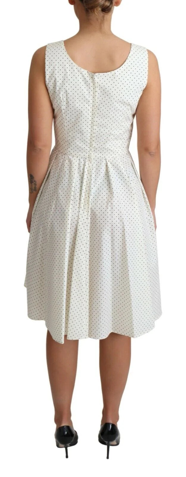 Dolce & Gabbana White Polka Dotted Cotton A-Line Dress - Dresses