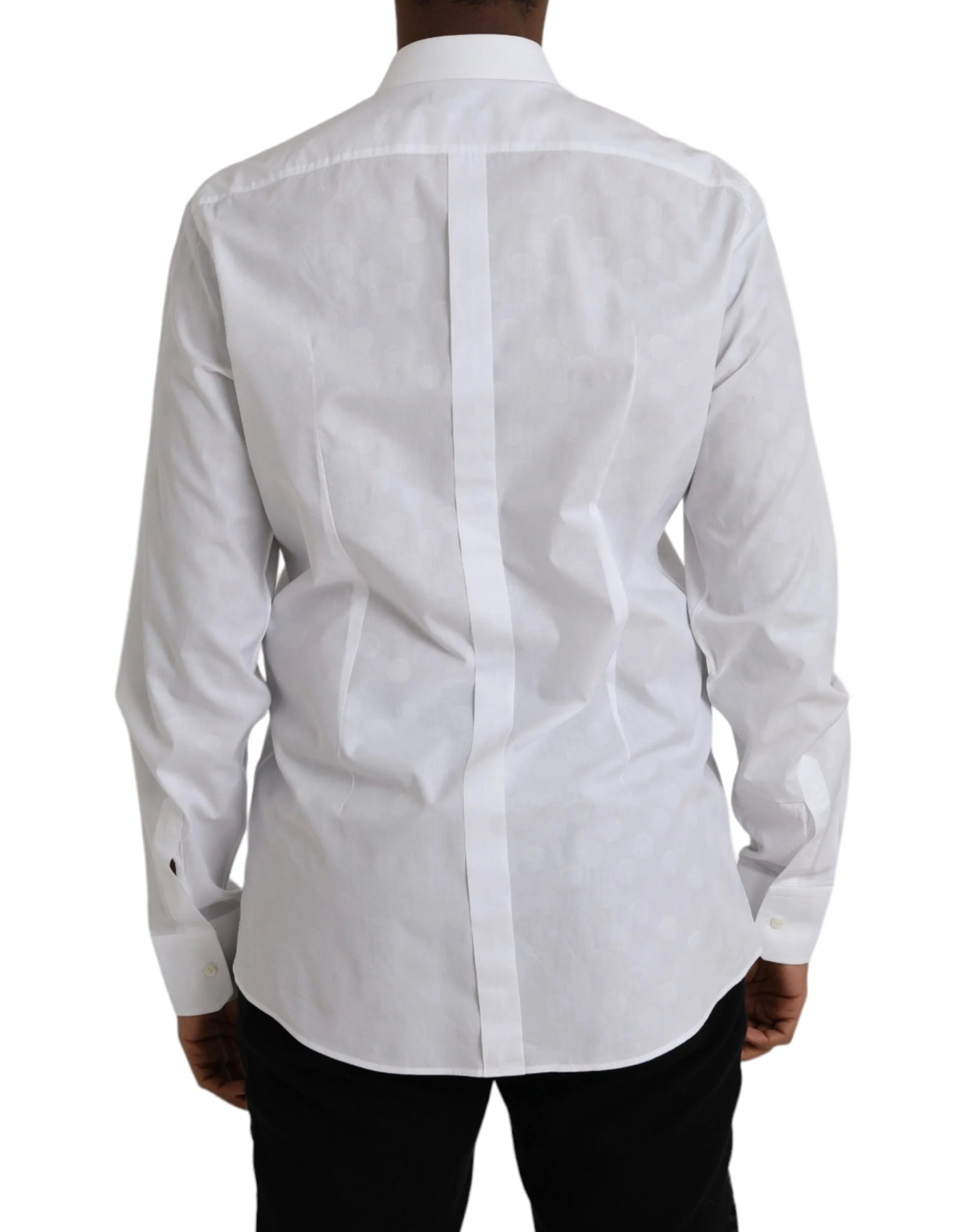 Dolce & Gabbana White Polka Dotted Cotton Dress GOLD Shirt - IT42 | XL - Shirts