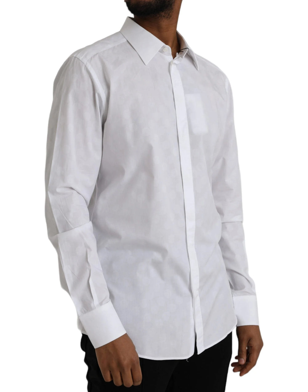 Dolce & Gabbana White Polka Dotted Cotton Dress GOLD Shirt - IT42 | XL - Shirts