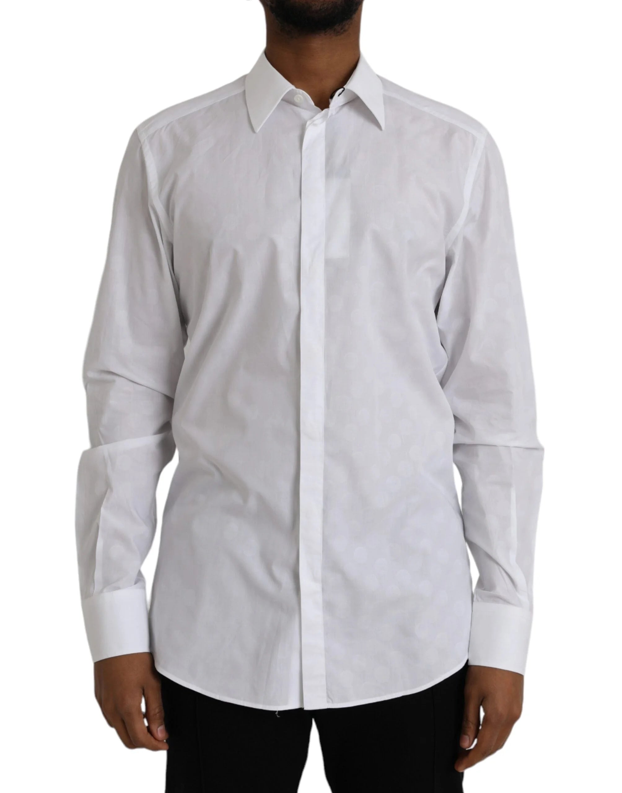 Dolce & Gabbana White Polka Dotted Cotton Dress GOLD Shirt - IT42 | XL - Shirts