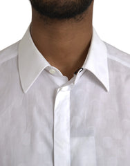 Dolce & Gabbana White Polka Dotted Cotton Dress GOLD Shirt - IT42 | XL - Shirts