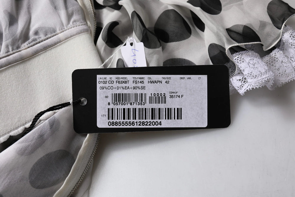 Dolce & Gabbana White Polka Dotted Silk Blend A-line Dress - Dresses