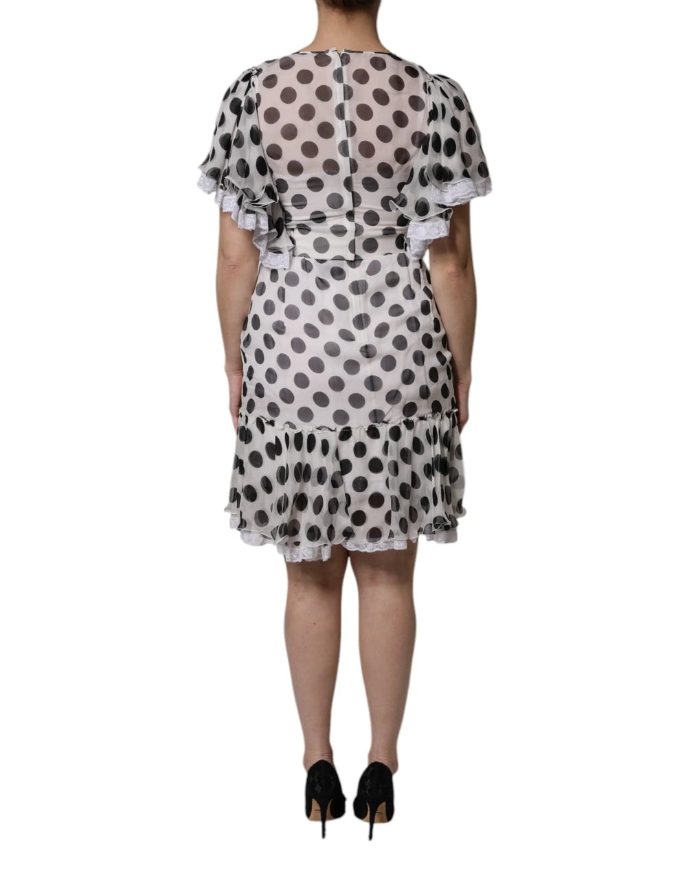 Dolce & Gabbana White Polka Dotted Silk Blend A-line Dress - Dresses