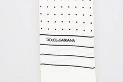 Dolce & Gabbana White Polka Dotted Silk Skinny Scarf - Neckties