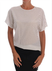 Dolce & Gabbana White Polka Dotted Silk T-shirt Top - Blouses