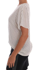 Dolce & Gabbana White Polka Dotted Silk T-shirt Top - Blouses