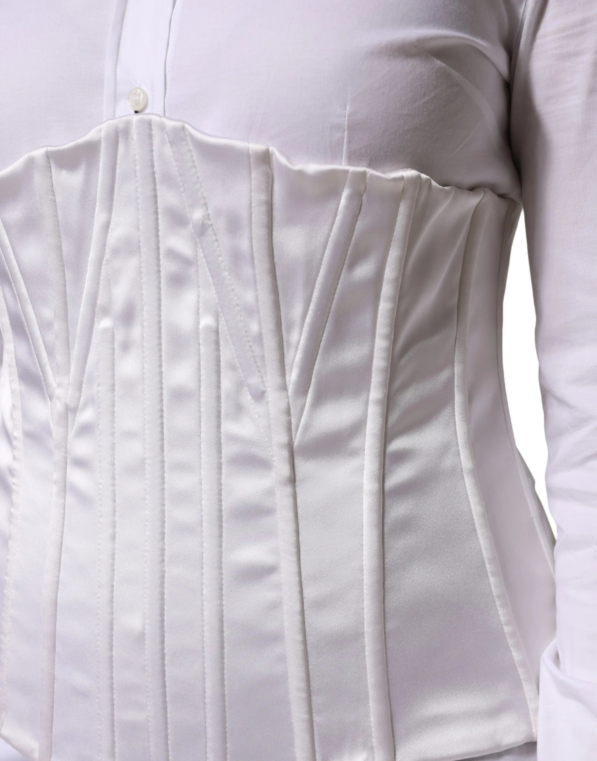 Dolce & Gabbana White Polyamide Waist Cincher Bustier Corset Top - IT40|S