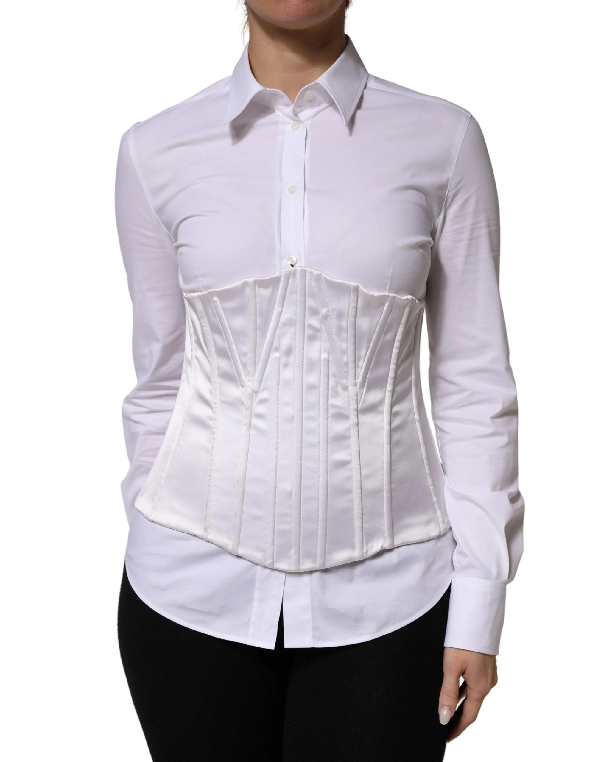 Dolce & Gabbana White Polyamide Waist Cincher Bustier Corset Top - IT40|S