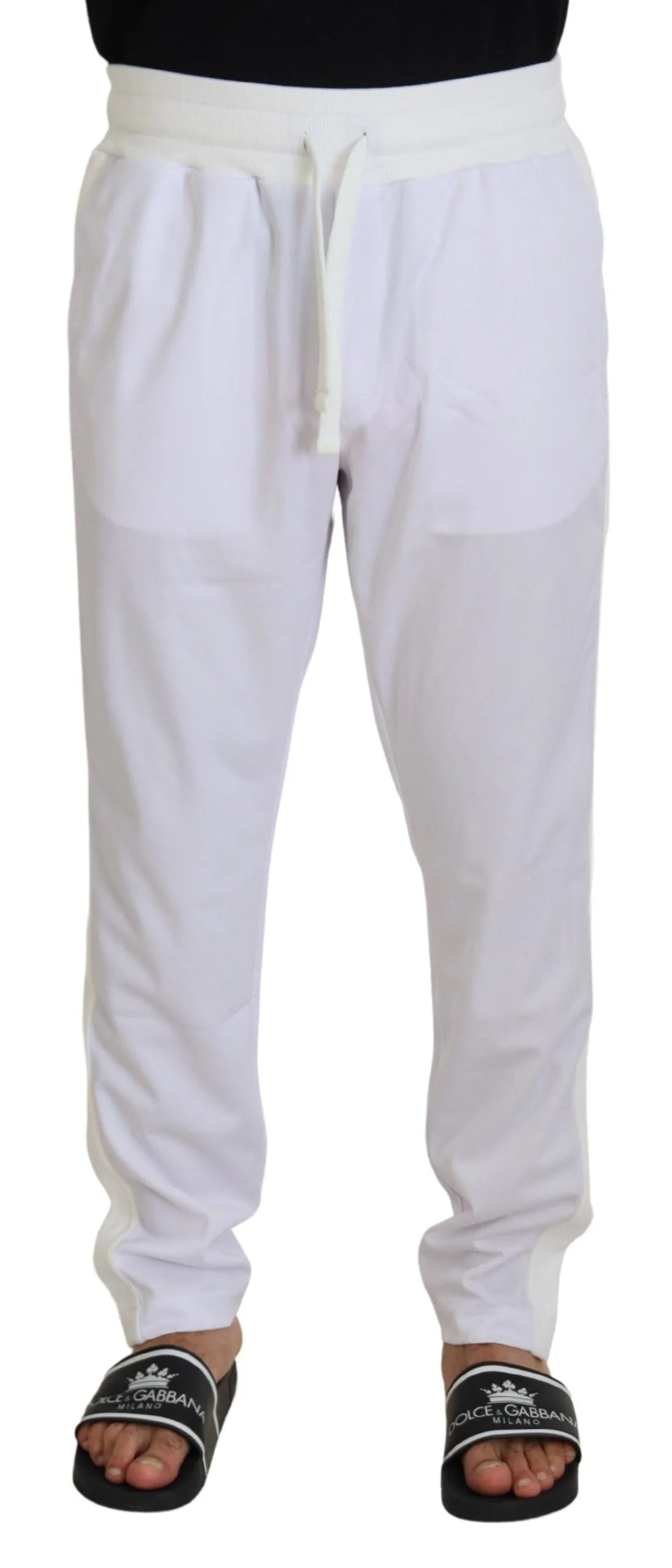 Dolce & Gabbana White Polyester Crown Logo Jogger Pants - IT48 | M - Joggers