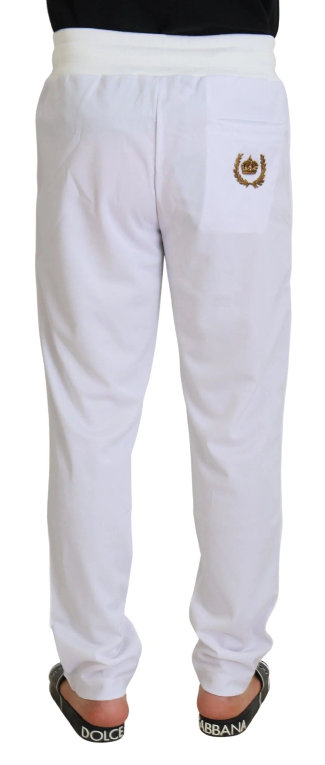 Dolce & Gabbana White Polyester Crown Logo Jogger Pants - IT48 | M - Joggers