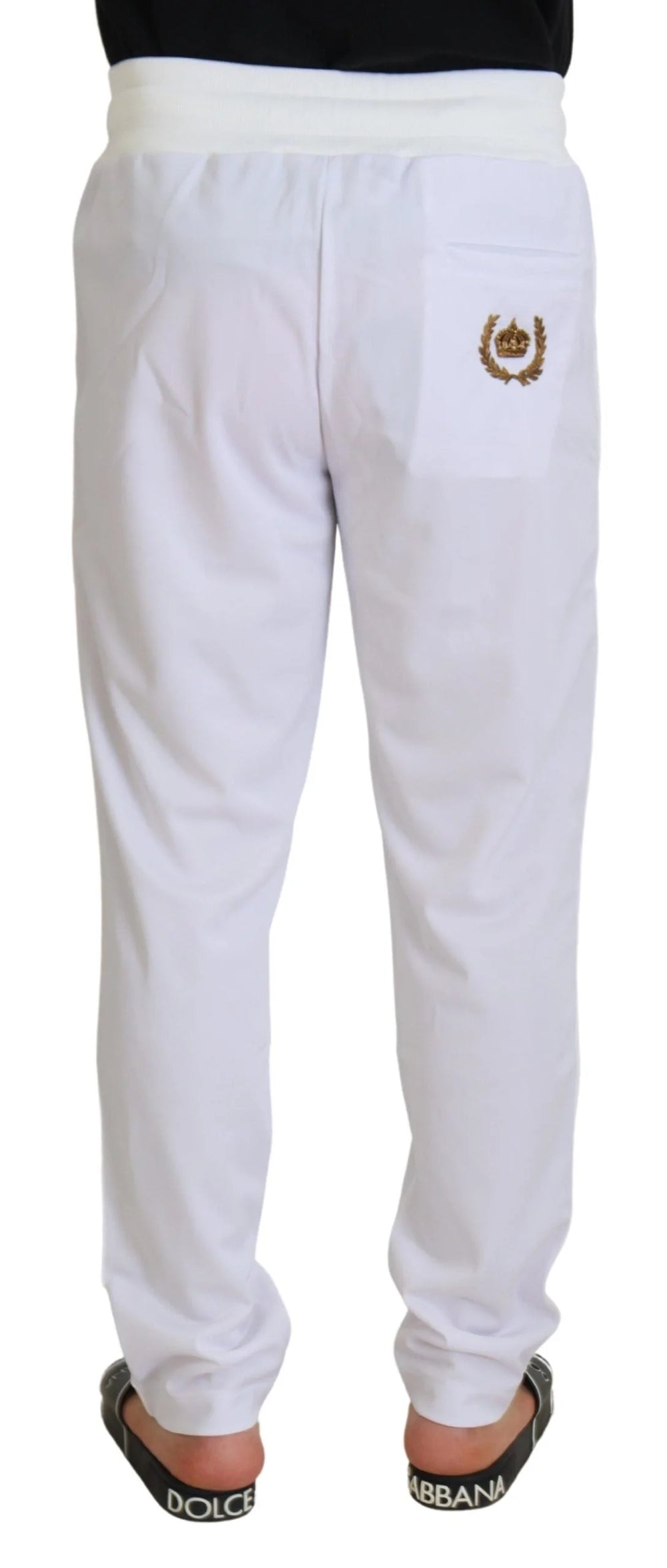 Dolce & Gabbana White Polyester Crown Logo Jogger Pants - IT48 | M - Joggers