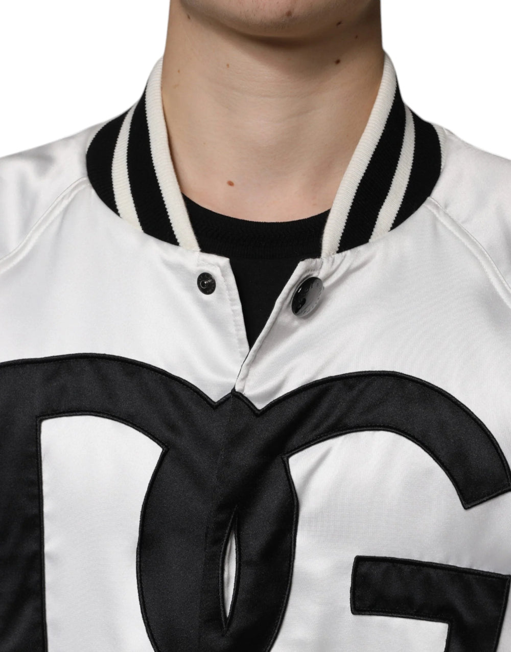 Dolce & Gabbana White Polyester Logo Full Zip Bomber Jacket - Bomber Jackets