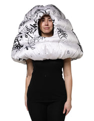 Dolce & Gabbana White Polyester Printed Hood Quilted Hat - Winter Hats