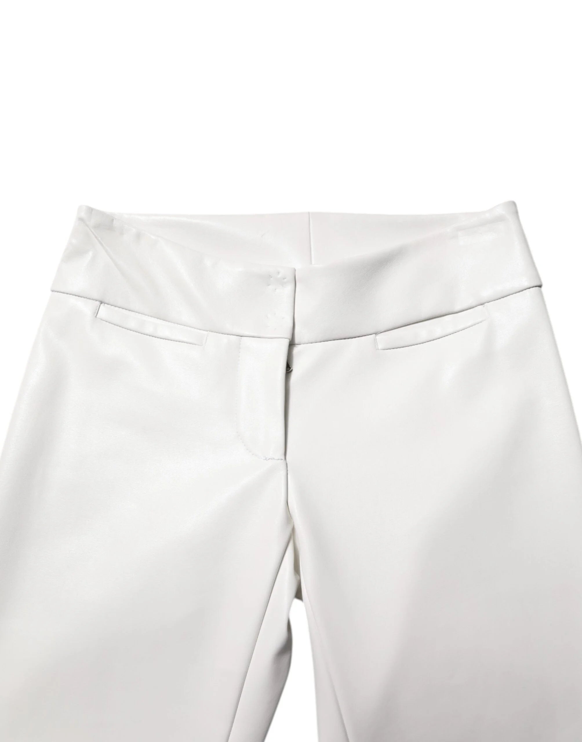 Dolce & Gabbana White Polyurethane High Waist Tapered Pants - IT40|S - Trousers