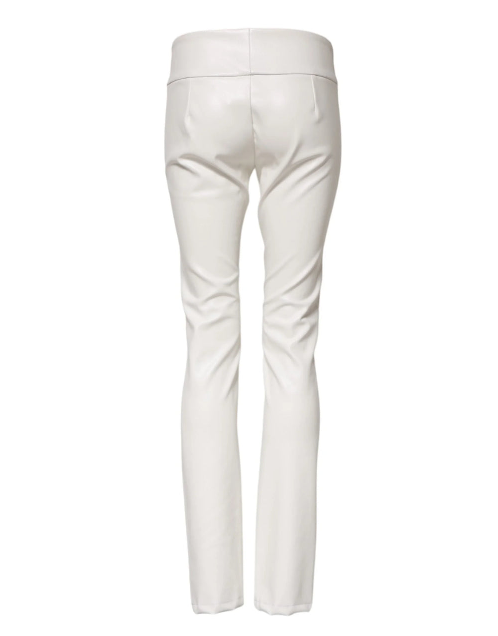 Dolce & Gabbana White Polyurethane High Waist Tapered Pants - IT40|S - Trousers
