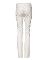 Dolce & Gabbana White Polyurethane High Waist Tapered Pants - IT40|S - Trousers