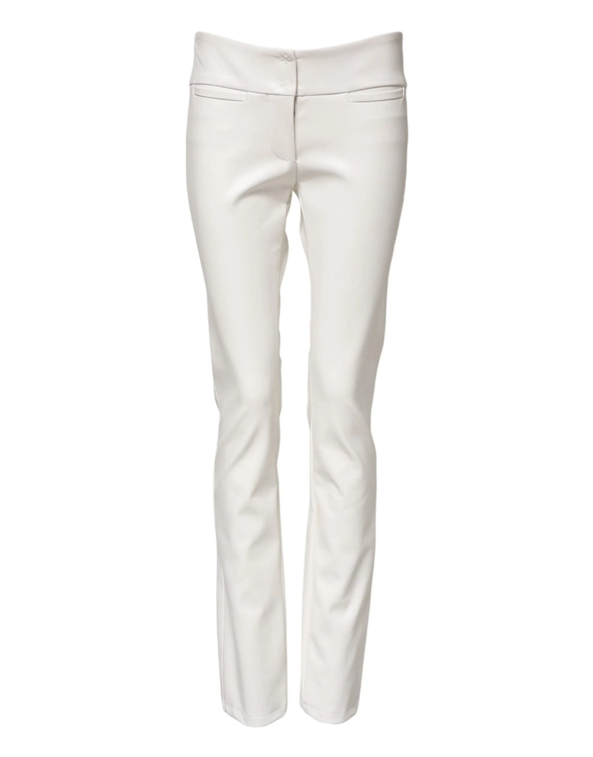 Dolce & Gabbana White Polyurethane High Waist Tapered Pants - IT40|S - Trousers