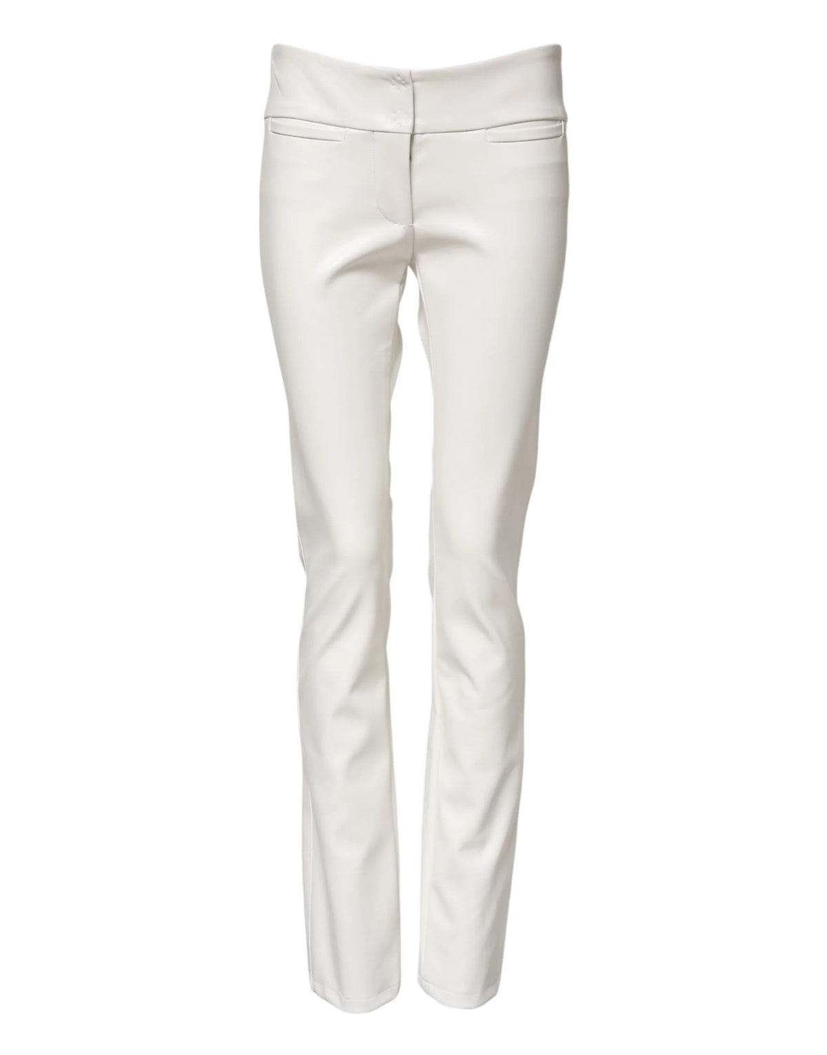 Dolce & Gabbana White Polyurethane High Waist Tapered Pants - IT40|S - Trousers