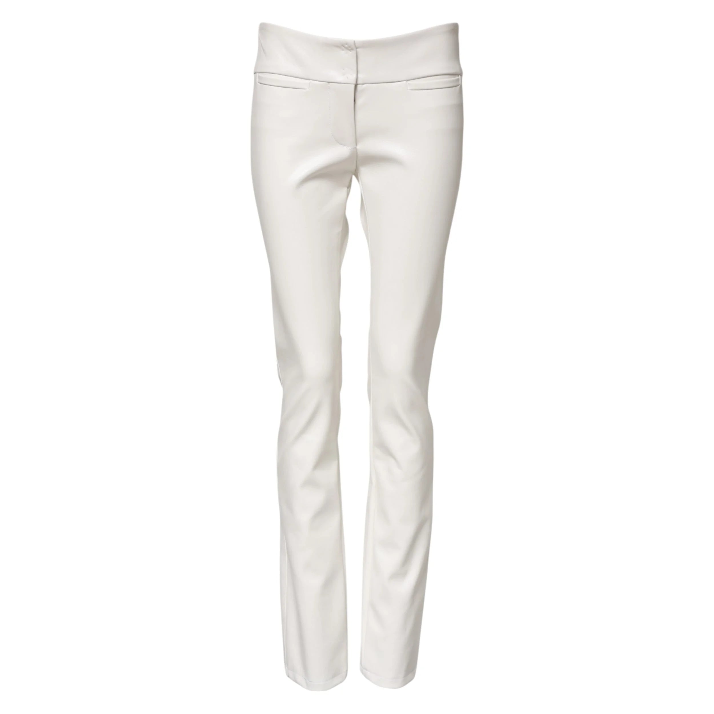 Dolce & Gabbana White Polyurethane High Waist Tapered Pants - IT40|S - Trousers