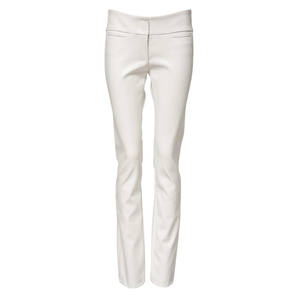 Dolce & Gabbana White Polyurethane High Waist Tapered Pants - IT40|S - Trousers