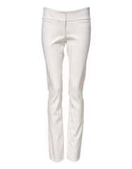 Dolce & Gabbana White Polyurethane High Waist Tapered Pants - IT40|S - Trousers