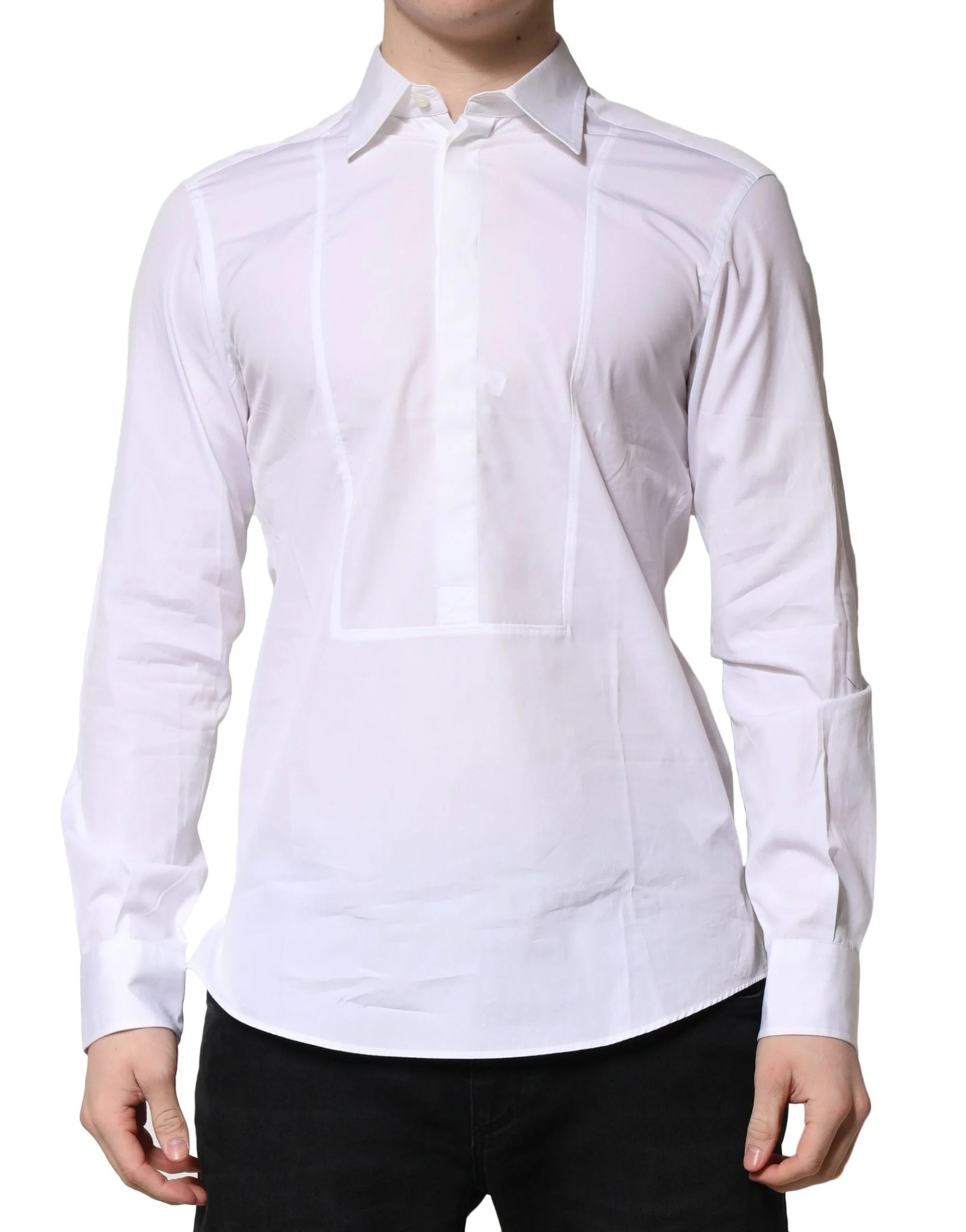 Dolce & Gabbana White Poplin Cotton Formal Men Dress Shirt - IT38 | XS - Shirts