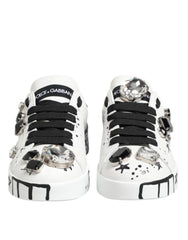 Dolce & Gabbana White Portofino Crystal Sneakers Shoes - EU35/US4.5