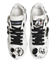 Dolce & Gabbana White Portofino Crystal Sneakers Shoes - EU35/US4.5