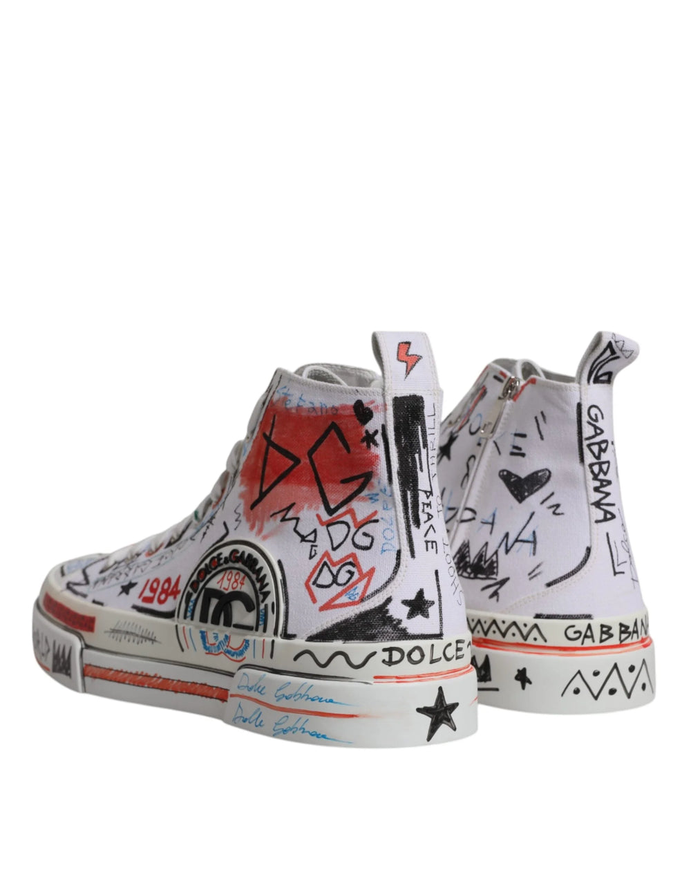 Dolce & Gabbana White Portofino Graffiti High Top Men Sneakers Shoes - EU47/US14