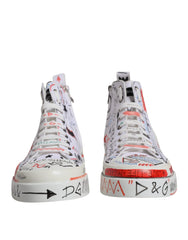 Dolce & Gabbana White Portofino Graffiti High Top Men Sneakers Shoes - EU47/US14