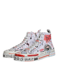 Dolce & Gabbana White Portofino Graffiti High Top Men Sneakers Shoes - EU47/US14