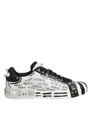 Dolce & Gabbana White Portofino Studded Men Sneakers Shoes - EU43/US10 - Sneakers