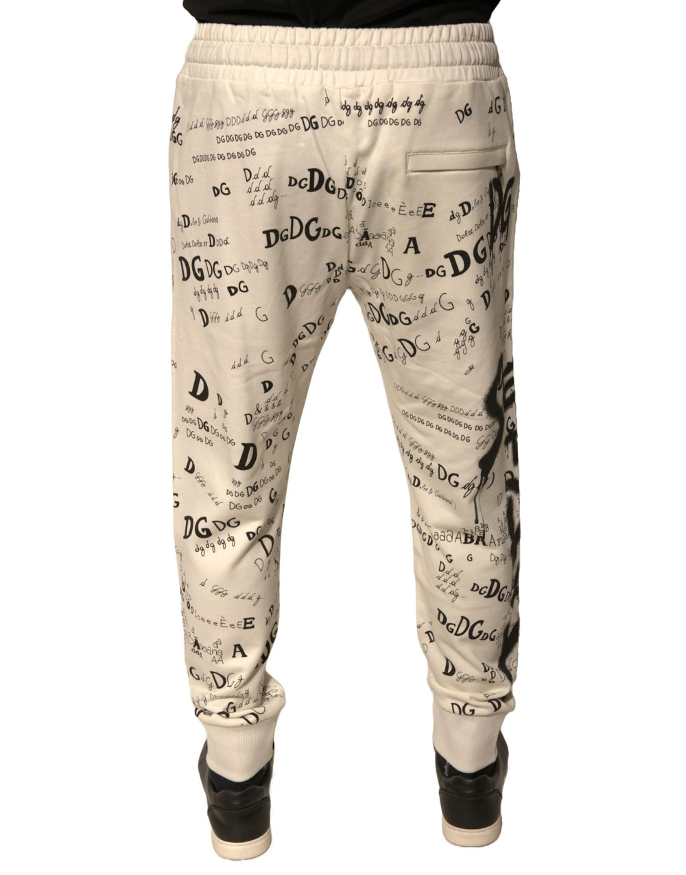 Dolce & Gabbana White Printed Cotton Jogger Sweatpants Pants - IT52 | XL