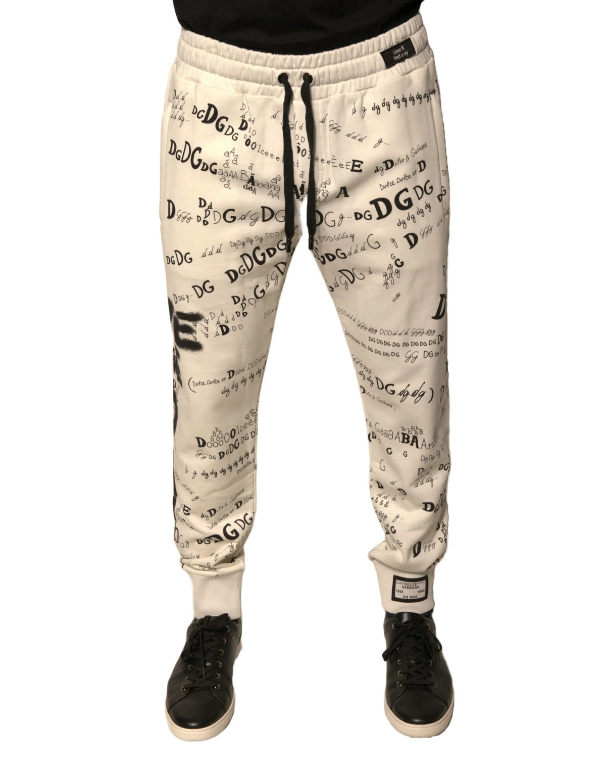 Dolce & Gabbana White Printed Cotton Jogger Sweatpants Pants - IT52 | XL