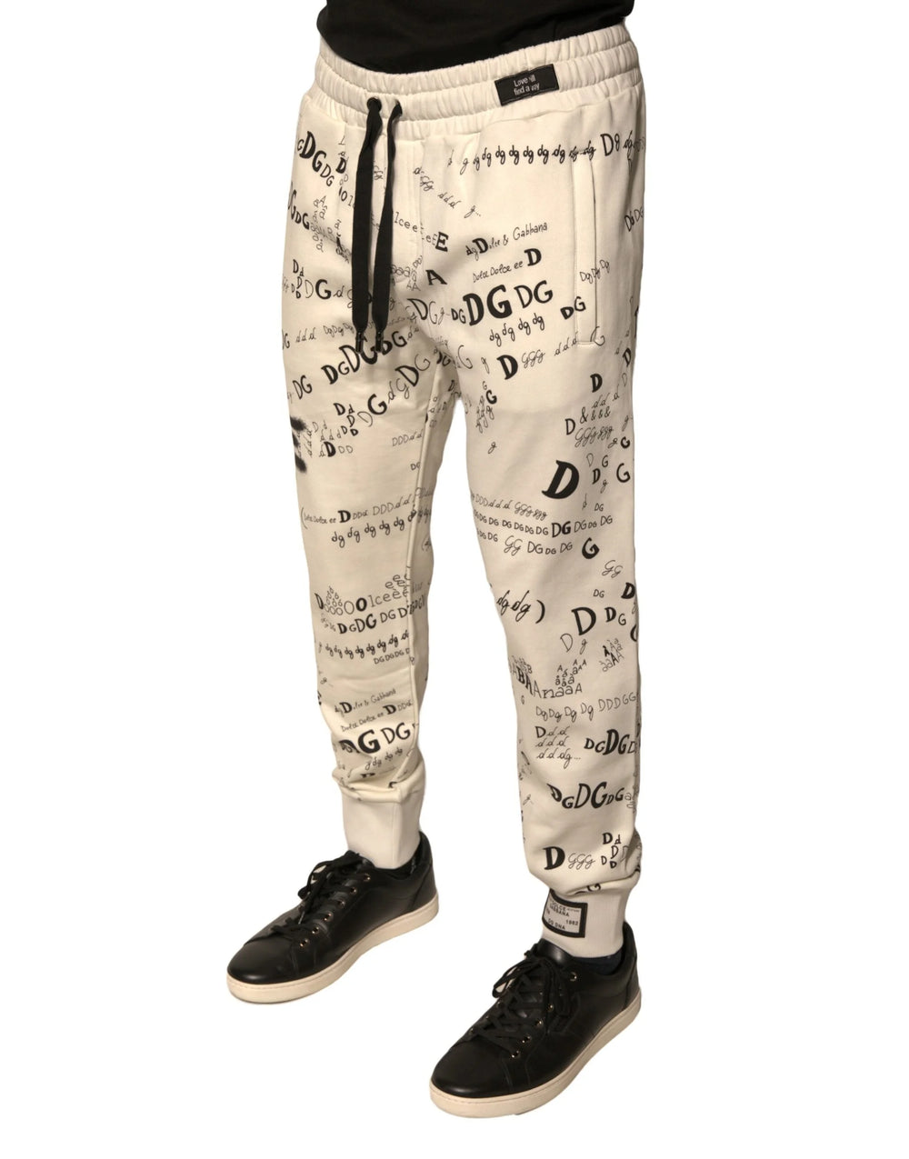 Dolce & Gabbana White Printed Cotton Jogger Sweatpants Pants - Joggers