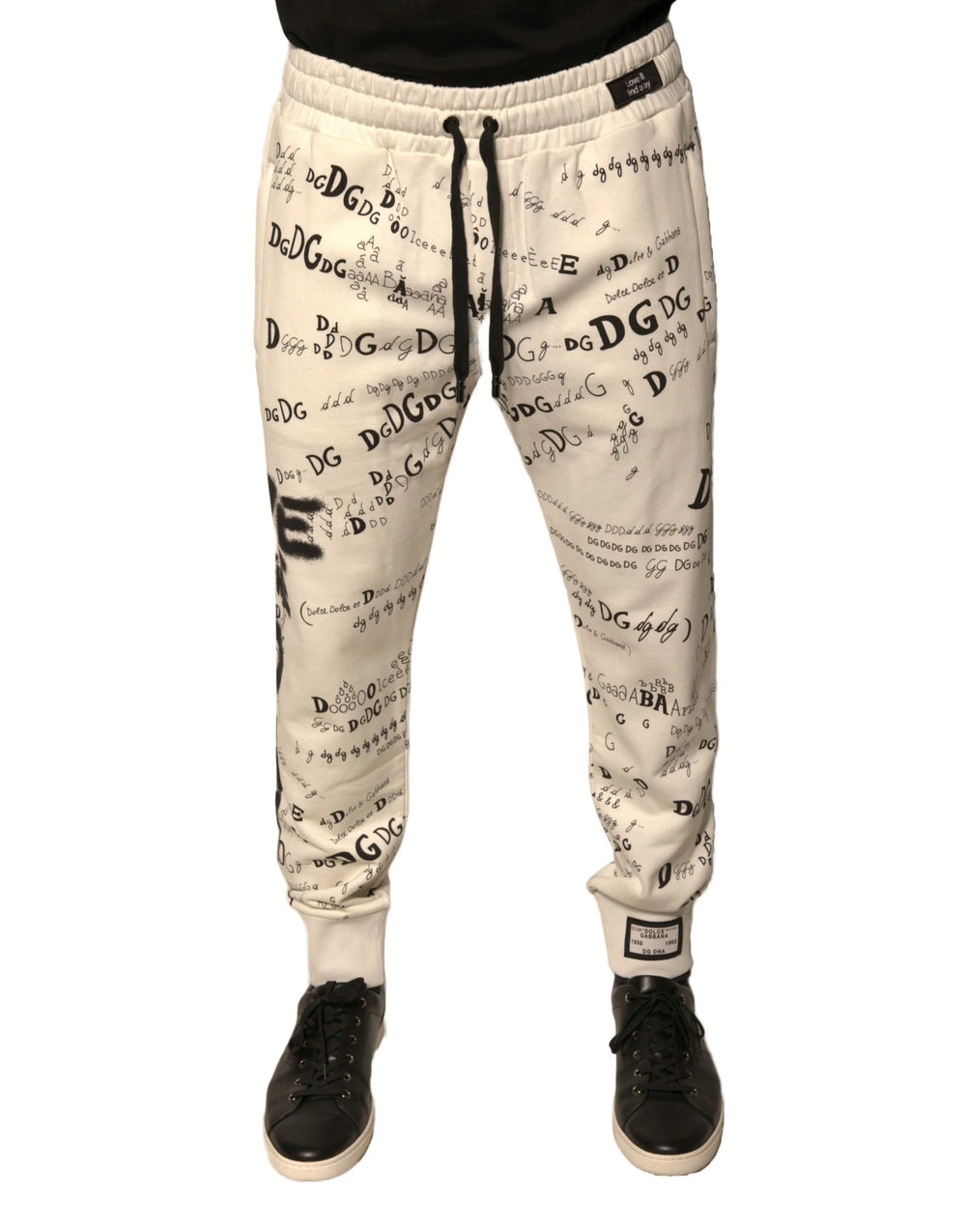 Dolce & Gabbana White Printed Cotton Jogger Sweatpants Pants - Joggers