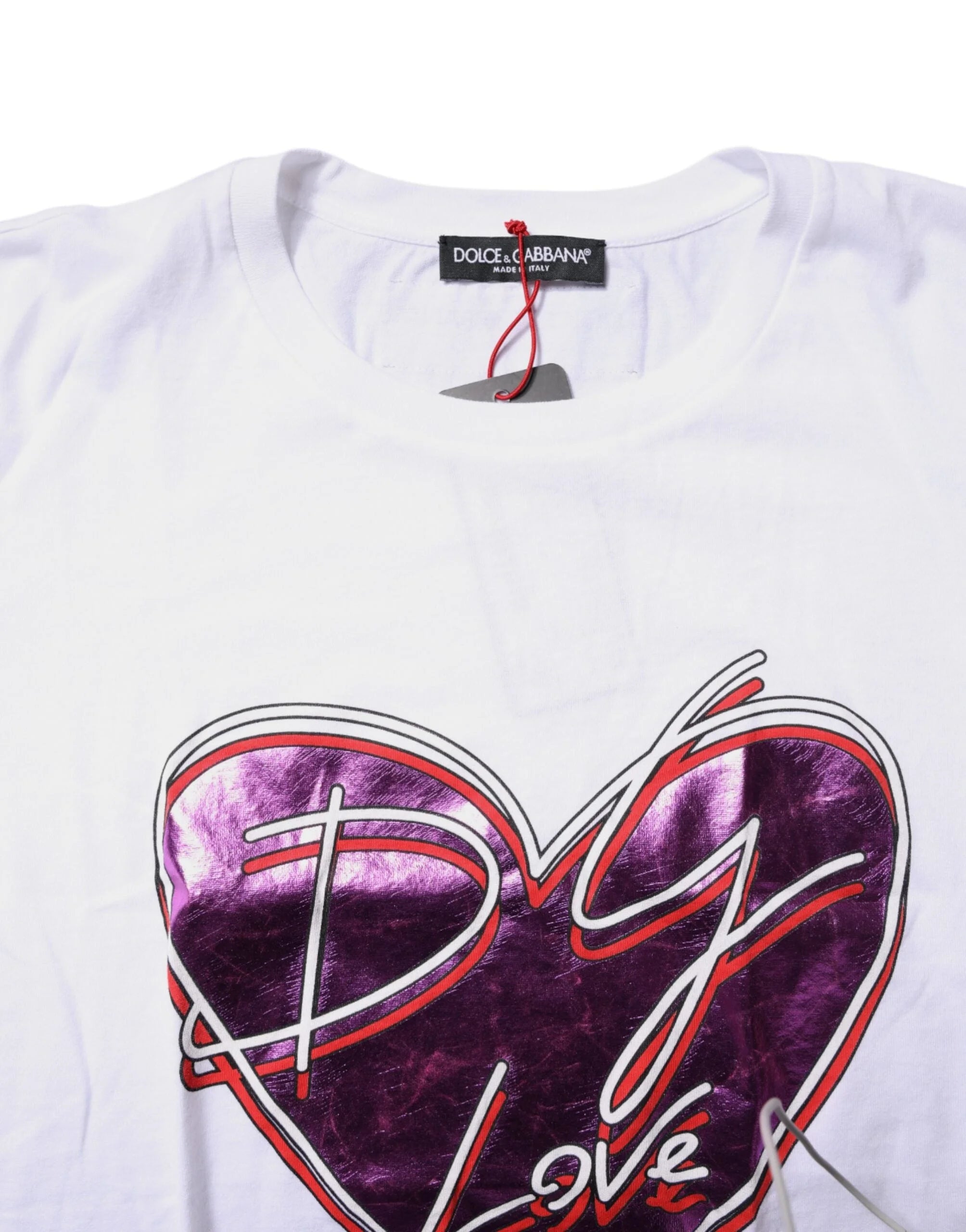 Dolce & Gabbana White Printed Cotton Round Neck Top T-shirt - IT36|XXS - T-Shirts