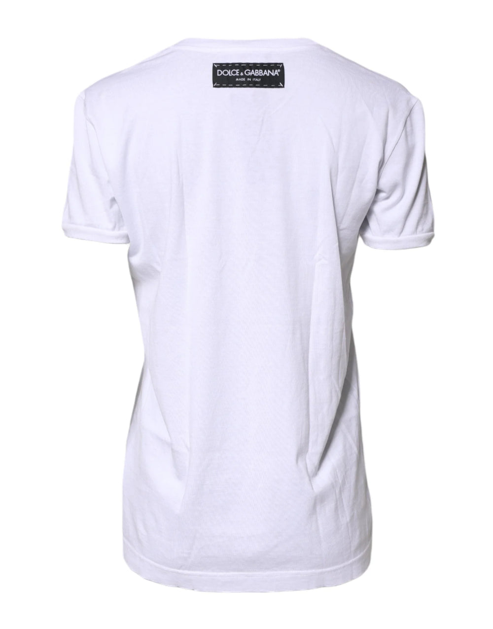 Dolce & Gabbana White Printed Cotton Round Neck Top T-shirt - IT36|XXS - T-Shirts