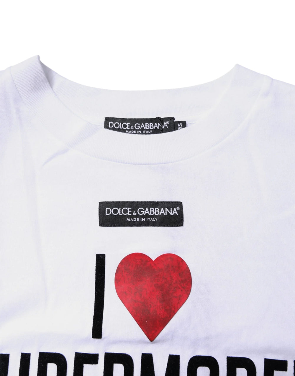 Dolce & Gabbana White Printed Round Neck Top Cotton T-shirt - IT36|XXS - T-Shirts