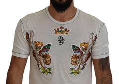Dolce & Gabbana White Printed Short Sleeves Men T-shirt - IT44 | XS - T-Shirts